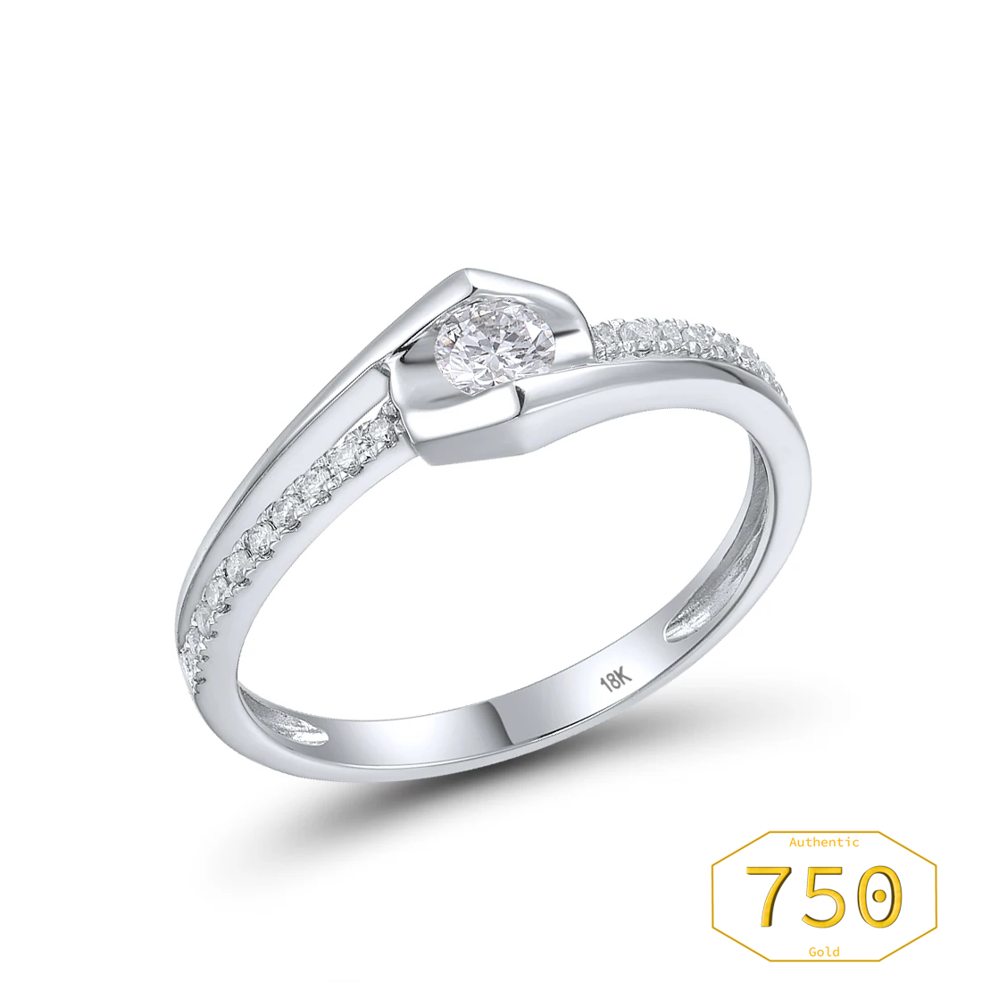 VISTOSO Real 18K 750 White Gold Rings For Women Genuine Sparkling Diamond