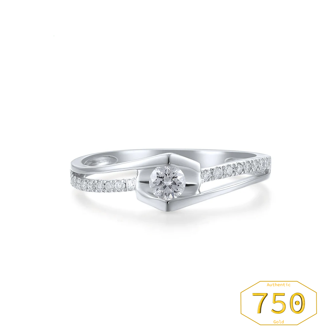 VISTOSO Real 18K 750 White Gold Rings For Women Genuine Sparkling Diamond
