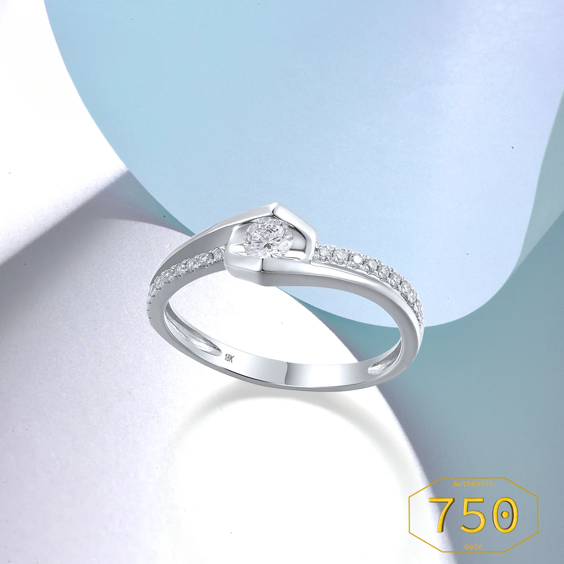 VISTOSO Real 18K 750 White Gold Rings For Women Genuine Sparkling Diamond