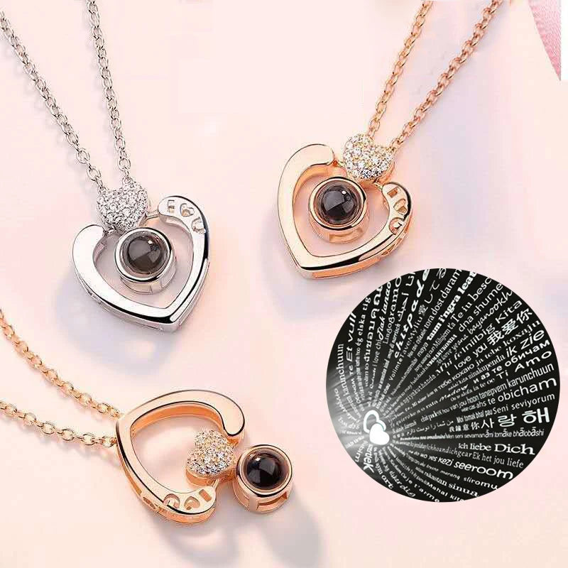 Passionate Love - 100 Languages I Love You Necklace in Rose Gift Box"