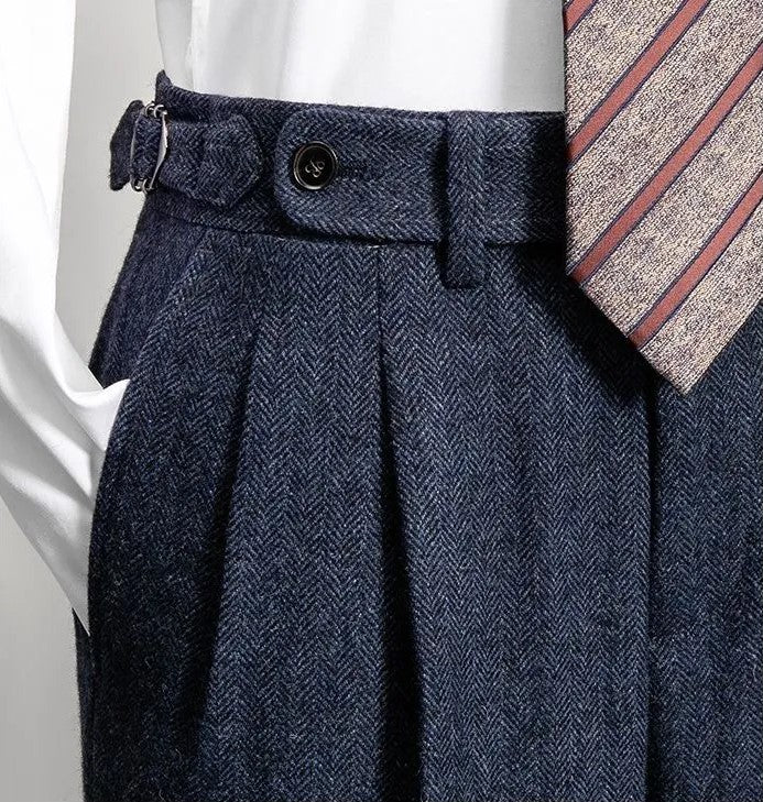 High Waist Woolen Trousers - Business Casual Elegance