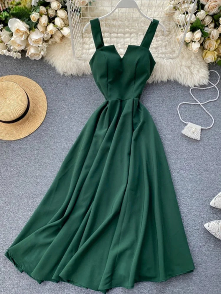 Summer Robe 2023 Dress Women V Neck Long Party Evening Dresses Sexy Tank Backless Spaghetti Strap Maxi Female Holiday Vestidos