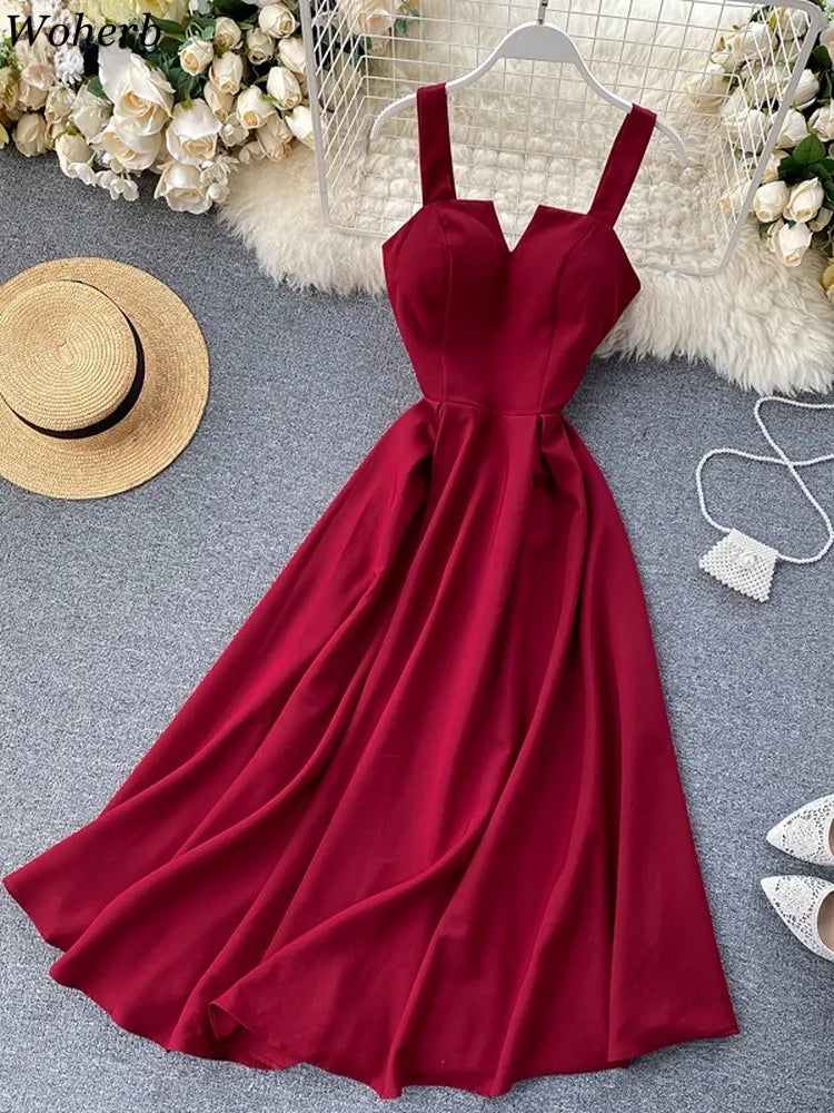 Summer Robe 2023 Dress Women V Neck Long Party Evening Dresses Sexy Tank Backless Spaghetti Strap Maxi Female Holiday Vestidos