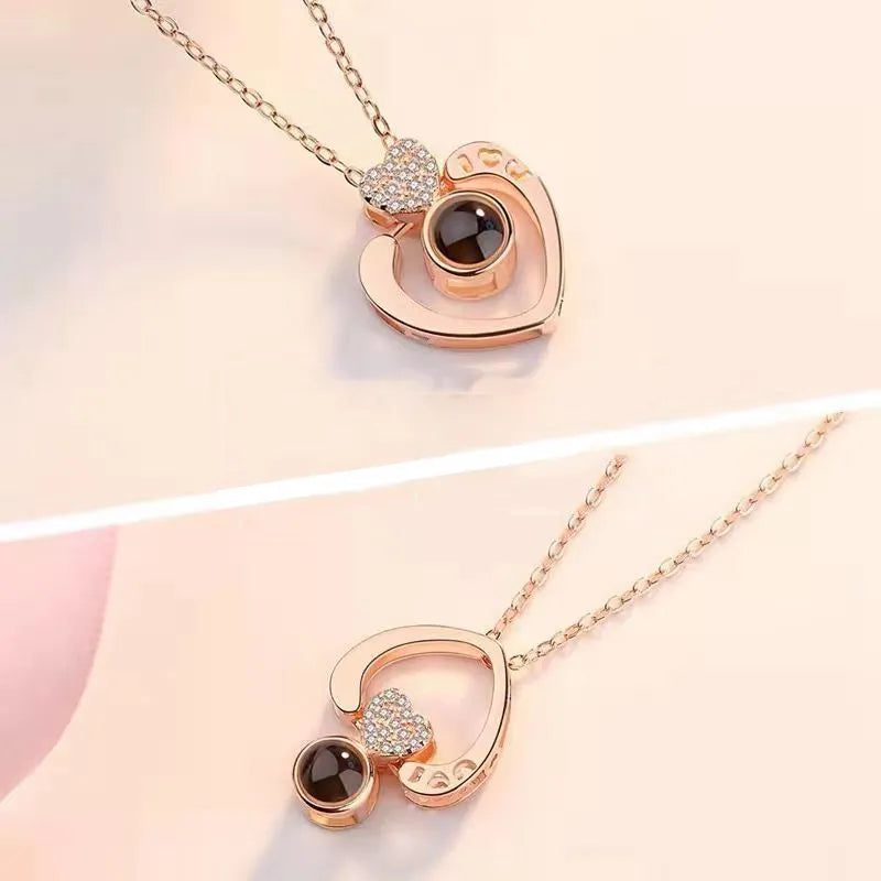 Passionate Love - 100 Languages I Love You Necklace in Rose Gift Box"
