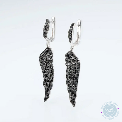 Santuzza Silver: Angel's Wing Elegance in 925 Sterling & Black Spinel