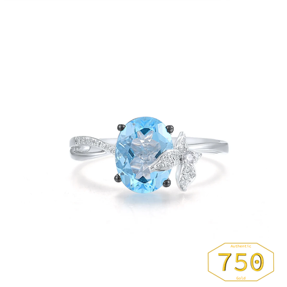 Vistoso - 18K 750 White Gold Ring - Sparkling Blue Topaz Diamond Butterfly