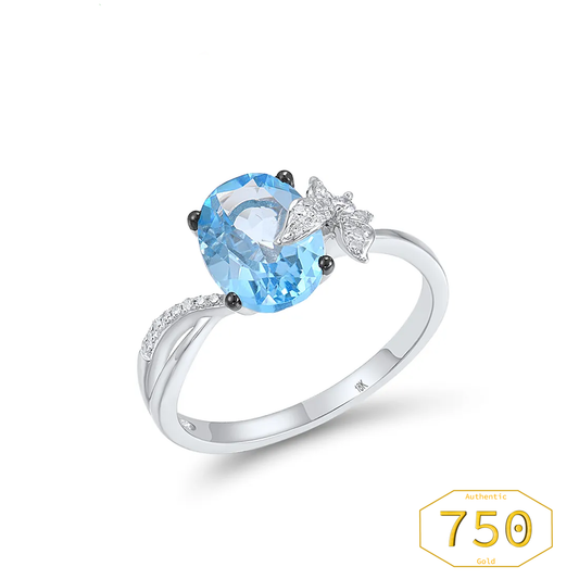 Vistoso - 18K 750 White Gold Ring - Sparkling Blue Topaz Diamond Butterfly