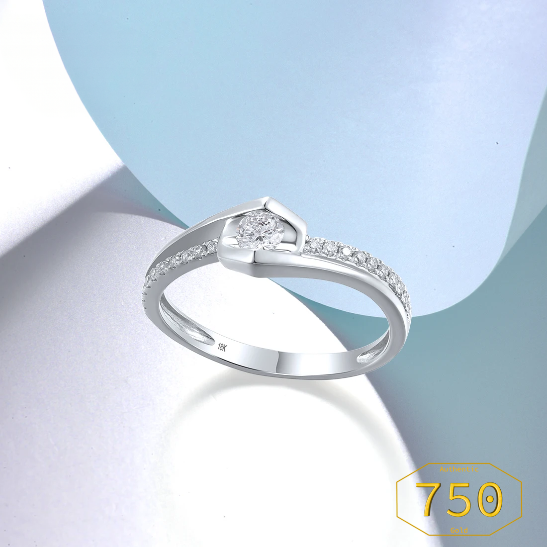 VISTOSO Real 18K 750 White Gold  Rings For Women Genuine Sparkling Diamond
