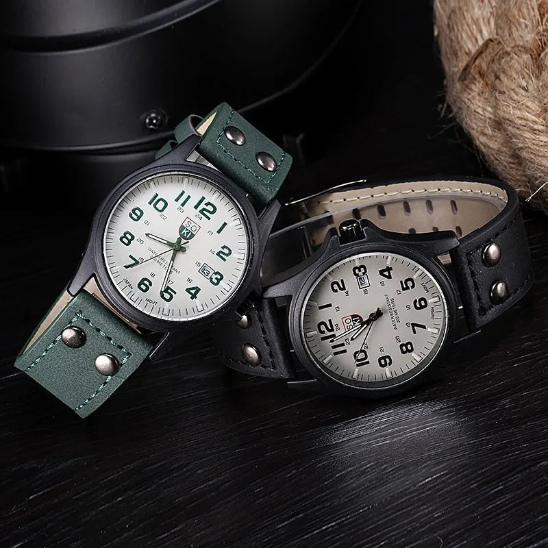 Soki Fashion & Casual Leather Men's Quartz Watch