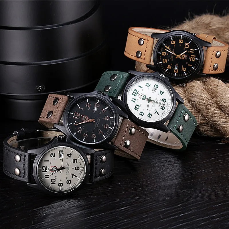 Soki Fashion & Casual Leather Men's Quartz Watch