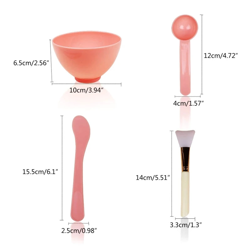 Silicone Beauty Set – 4-Pieces Facial Makeup Brushes Mixing Bowl