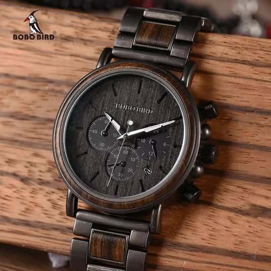 Bobo Bird Wood Watch - Luxury Stylish Chronograph Timepiece