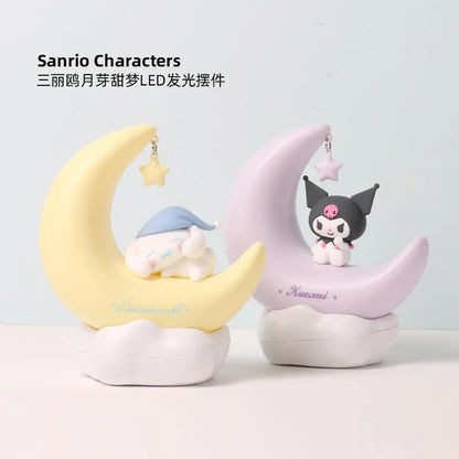 Sanrio Kuromi  Cinnamonroll Moon LED Light Kawaii 3D Cartoon Ornament Cute Beauty Bedroom Night Light Bedside Decor Lamp Gifts