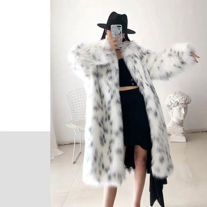 White Fleece Fur Coat - Arctic Opulence