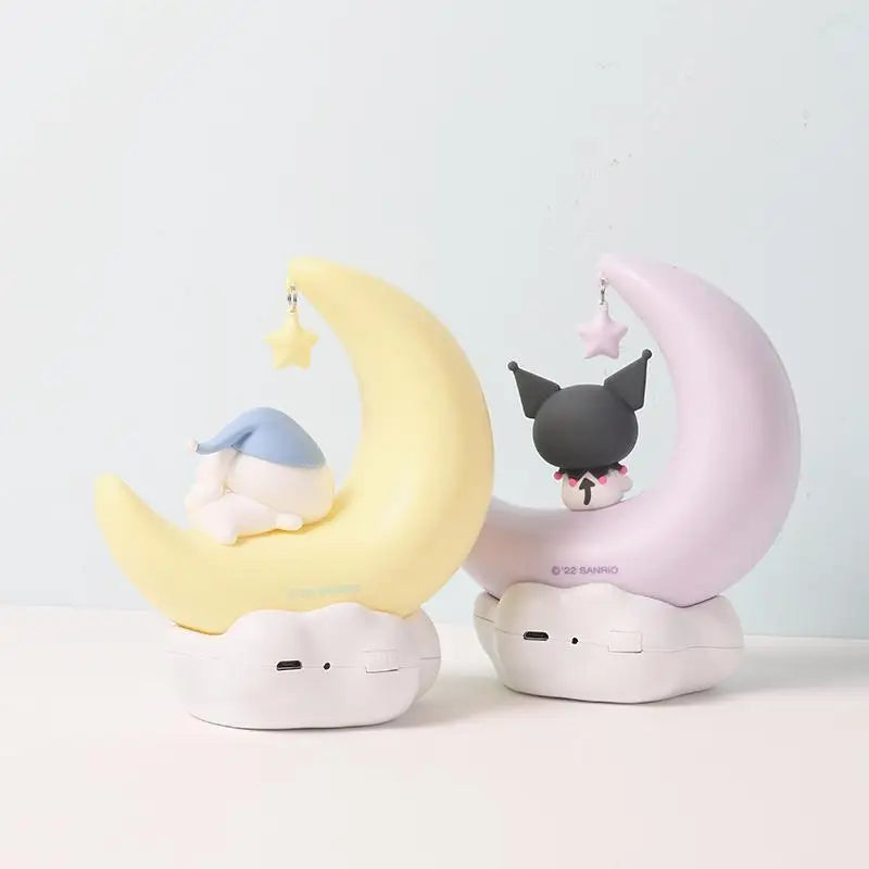 Sanrio Kuromi  Cinnamonroll Moon LED Light Kawaii 3D Cartoon Ornament Cute Beauty Bedroom Night Light Bedside Decor Lamp Gifts