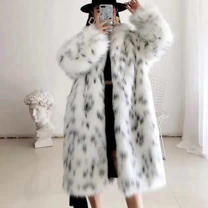 White Fleece Fur Coat - Arctic Opulence