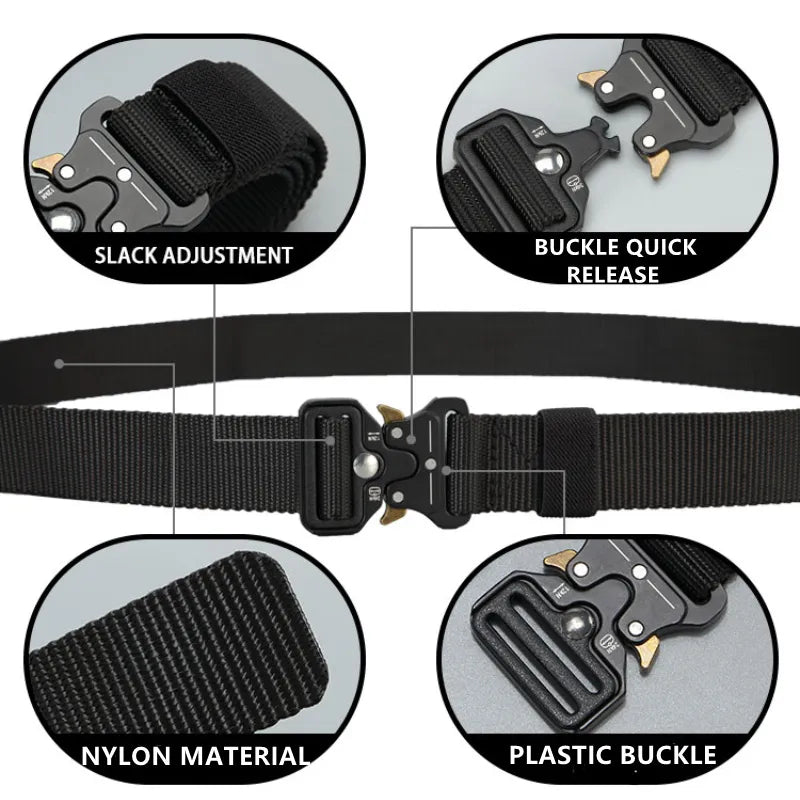 Men's Belt Outdoor Hunting Tactics Belt Multi functional Buckle Nylon Belt High Quality Marine Corps Canvas Belt