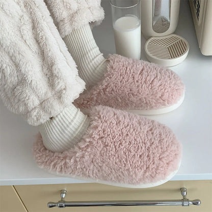 Japanese Simple Solid Color Home Slippers For Women Girls https://ae01.alicdn.com/kf/H14885fda5581415ea3deace216d254b8e.jpg?width=960&height=120&hash=1080Cute Fluffy Winter Warm Indoor Bedroom Slides Female Furry Shoes