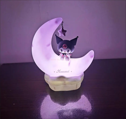 Sanrio Kuromi  Cinnamonroll Moon LED Light Kawaii 3D Cartoon Ornament Cute Beauty Bedroom Night Light Bedside Decor Lamp Gifts