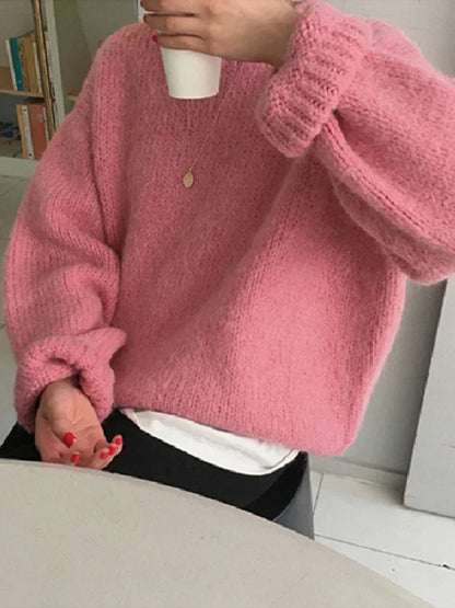 Cozy Chic: Women's Oversize Knit Long Sleeve Sweater