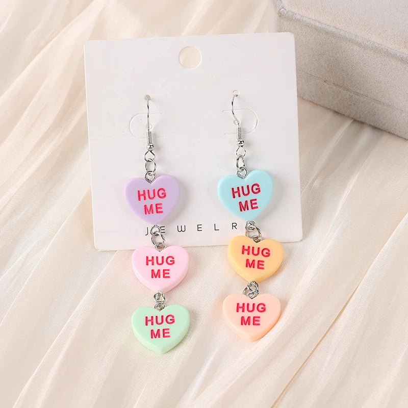 Cute Resin Hug Me Earrings: Colorful Hearts and Stars