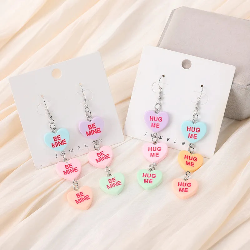 Cute Resin Hug Me Earrings: Colorful Hearts and Stars