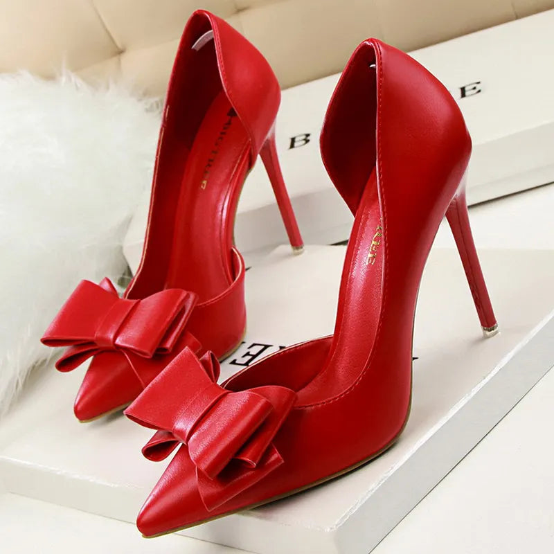 BIGTREE Shoes Bow Woman Pumps Sexy High Heels Shoes Women Stiletto Casual Women Heels Office Shoes Women Basic Pump Ladies Shoes