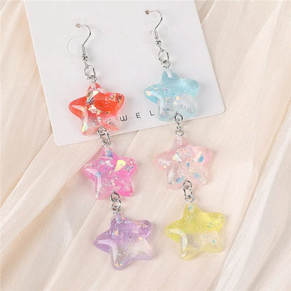 Cute Resin Hug Me Earrings: Colorful Hearts and Stars