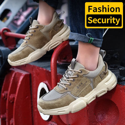 Work Safety Shoes Men's Safety Boots Anti-smash Work Shoes With Steel Toe Shoes Men Work Boots Anti-stab Safety Sneakers Male