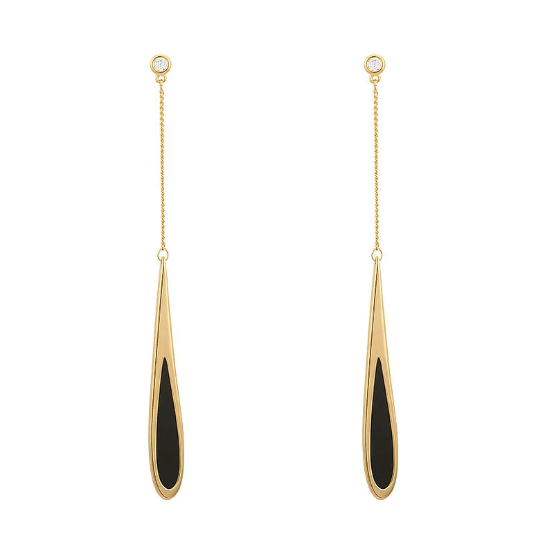 Black Drop Tassel Long Earrings - Taoya Water Drop Drop Earrings