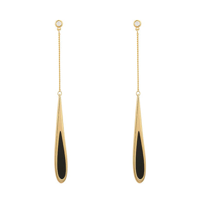 Black Drop Tassel Long Earrings - Taoya Water Drop Drop Earrings