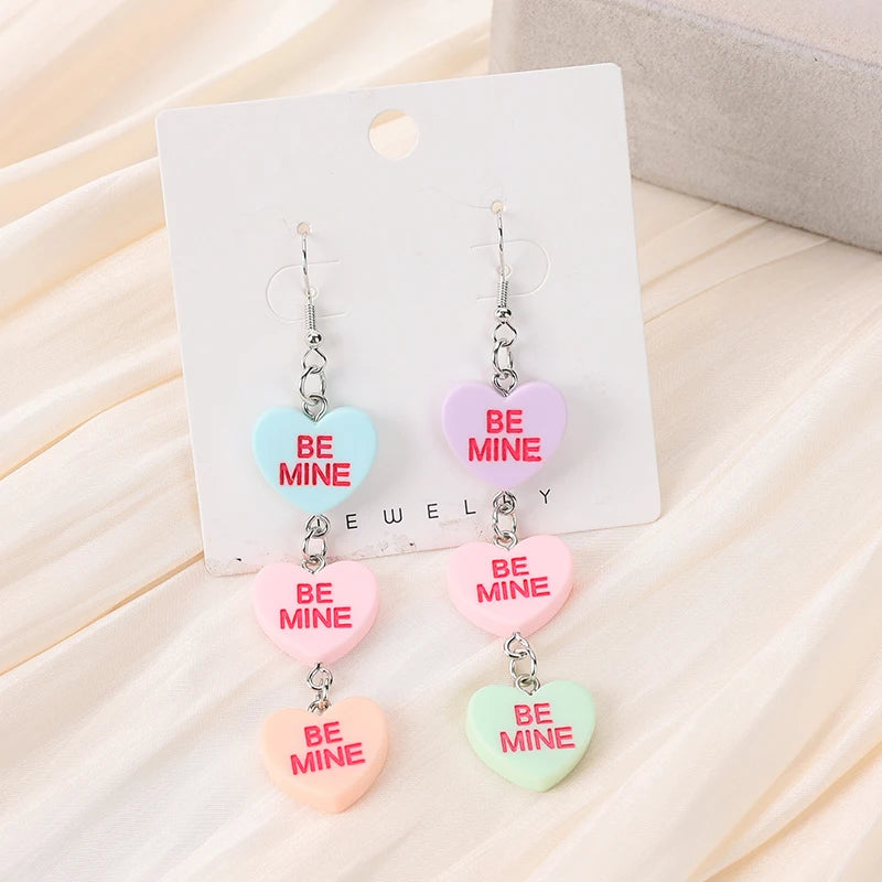 Cute Resin Hug Me Earrings: Colorful Hearts and Stars