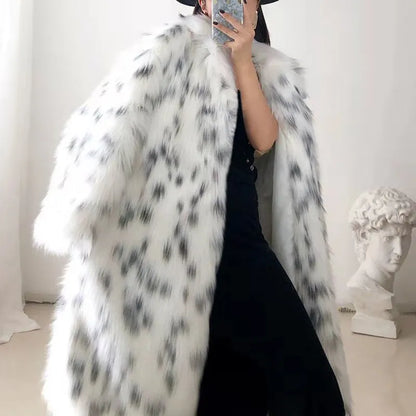 White Fleece Fur Coat - Arctic Opulence