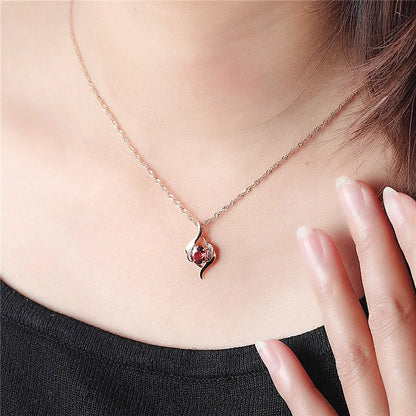 Fiery Love - Red Zircon Pendant in Apple Gift Box