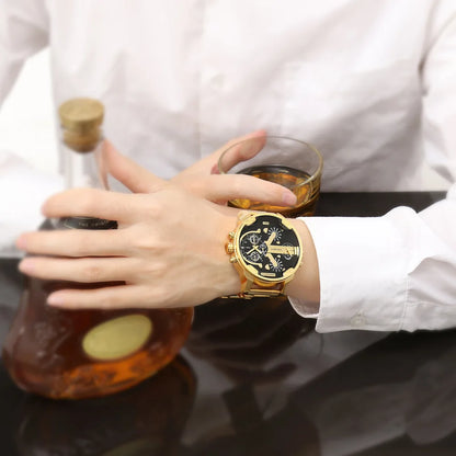 Cagarny Watch - Timeless Elegance with Gold Steel Band