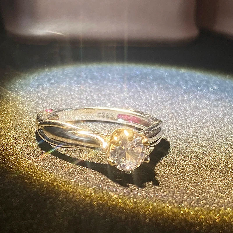Pure 18K Gold Ring for Women Natural Moissanit Rings with Gemstones Beautiful