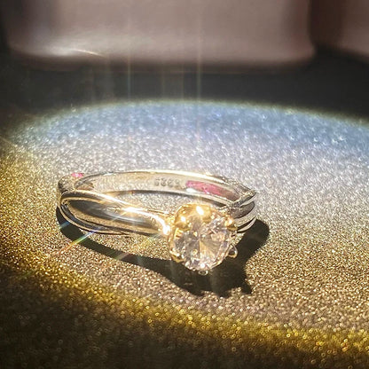 Pure 18K Gold Ring for Women Natural Moissanit Rings with Gemstones Beautiful
