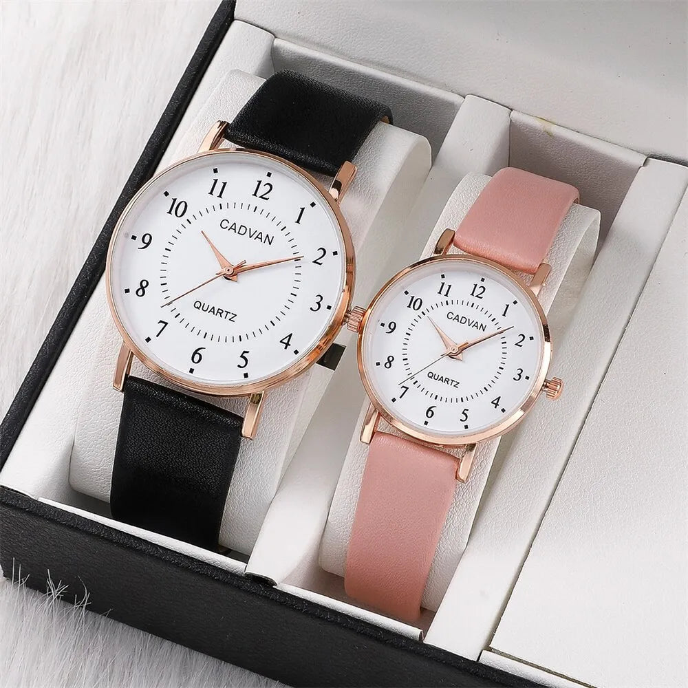 Couple Watches - Leather Quartz Wristwatches - Ideal Valentine's Day Gift for Gentlemen and Ladies