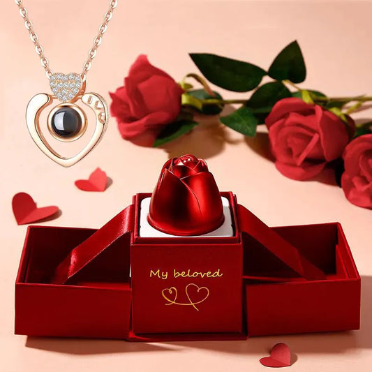 Passionate Love - 100 Languages I Love You Necklace in Rose Gift Box"