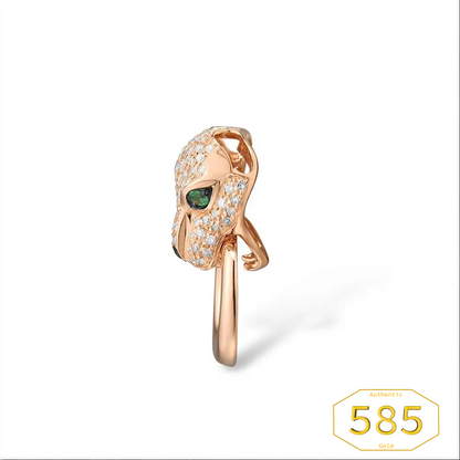 VISTOSO Gold Pendant -  14K 585 Rose Gold Leopard Pendant Emerald Sparkling Diamond Engagement