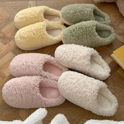 Japanese Simple Solid Color Home Slippers For Women Girls https://ae01.alicdn.com/kf/H14885fda5581415ea3deace216d254b8e.jpg?width=960&height=120&hash=1080Cute Fluffy Winter Warm Indoor Bedroom Slides Female Furry Shoes