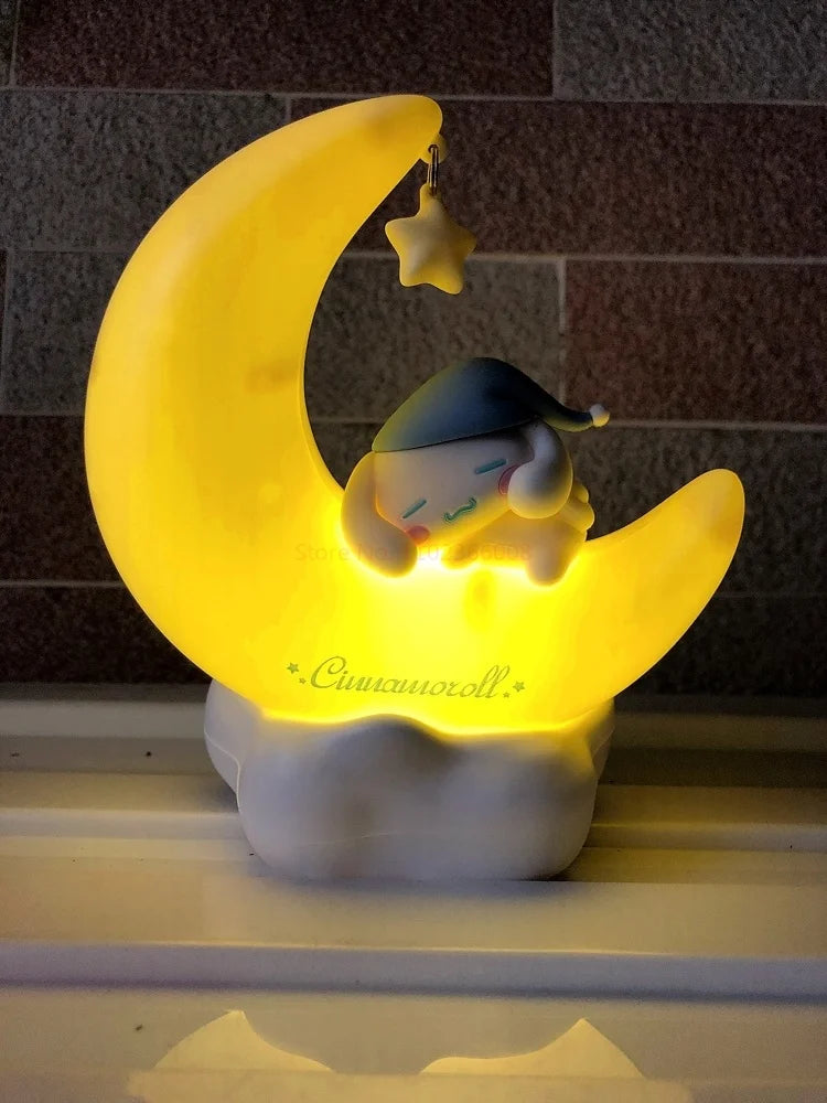 Sanrio Kuromi  Cinnamonroll Moon LED Light Kawaii 3D Cartoon Ornament Cute Beauty Bedroom Night Light Bedside Decor Lamp Gifts